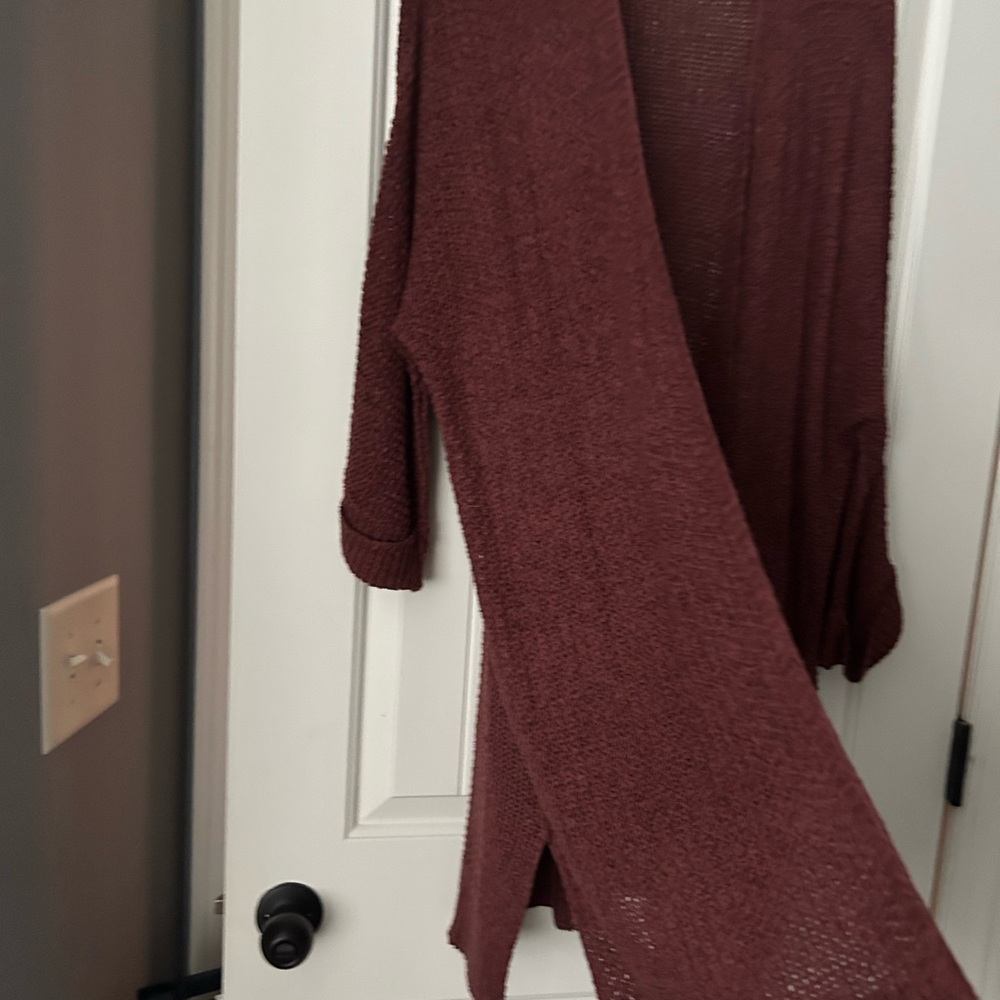 Burgundy/wine thigh length cardigan size M/L
